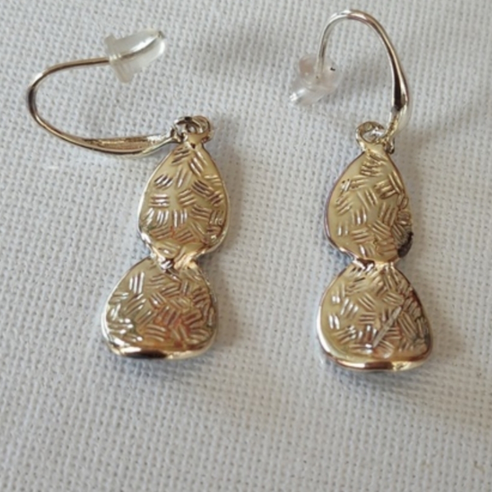 Silver Drop Silver Etched Lever Back Earrings. 1.6 inches